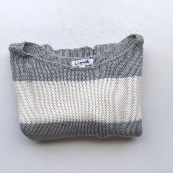 AEROPOSTALE STRIPED KNIT WIDE-FIT CROPPED SWEATER - Picture 9 of 9